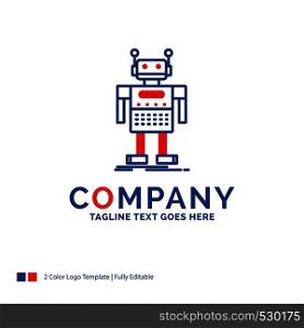 Company Name Logo Design For robot, Android, artificial, bot, technology. Blue and red Brand Name Design with place for Tagline. Abstract Creative Logo template for Small and Large Business.