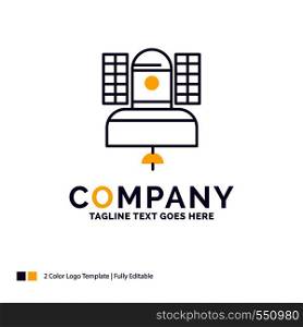 Company Name Logo Design For Satellite, broadcast, broadcasting, communication, telecommunication. Purple and yellow Brand Name Design with place for Tagline. Creative Logo template for Small and Large Business.