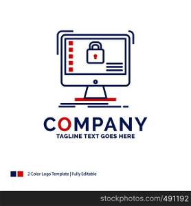 Company Name Logo Design For secure, protection, safe, system, data. Blue and red Brand Name Design with place for Tagline. Abstract Creative Logo template for Small and Large Business.