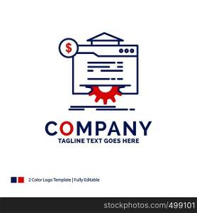 Company Name Logo Design For seo, progress, globe, technology, website. Blue and red Brand Name Design with place for Tagline. Abstract Creative Logo template for Small and Large Business.