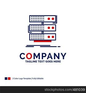 Company Name Logo Design For server, storage, rack, database, data. Blue and red Brand Name Design with place for Tagline. Abstract Creative Logo template for Small and Large Business.