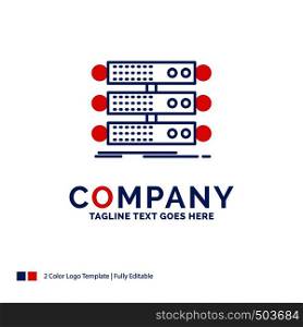 Company Name Logo Design For server, structure, rack, database, data. Blue and red Brand Name Design with place for Tagline. Abstract Creative Logo template for Small and Large Business.