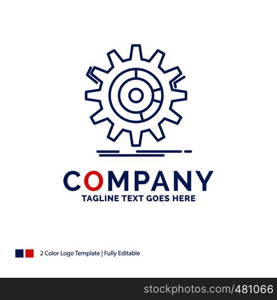Company Name Logo Design For setting, data, management, process, progress. Blue and red Brand Name Design with place for Tagline. Abstract Creative Logo template for Small and Large Business.
