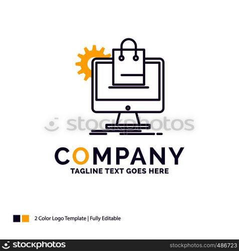 Company Name Logo Design For shopping, online, ecommerce, services, cart. Purple and yellow Brand Name Design with place for Tagline. Creative Logo template for Small and Large Business.