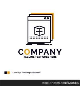 Company Name Logo Design For software, App, application, file, program. Purple and yellow Brand Name Design with place for Tagline. Creative Logo template for Small and Large Business.