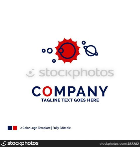Company Name Logo Design For solar, system, universe, solar system, astronomy. Blue and red Brand Name Design with place for Tagline. Abstract Creative Logo template for Small and Large Business.
