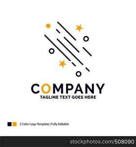 Company Name Logo Design For star, shooting star, falling, space, stars. Purple and yellow Brand Name Design with place for Tagline. Creative Logo template for Small and Large Business.