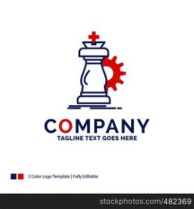 Company Name Logo Design For strategy, chess, horse, knight, success. Blue and red Brand Name Design with place for Tagline. Abstract Creative Logo template for Small and Large Business.