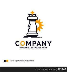 Company Name Logo Design For strategy, chess, horse, knight, success. Purple and yellow Brand Name Design with place for Tagline. Creative Logo template for Small and Large Business.