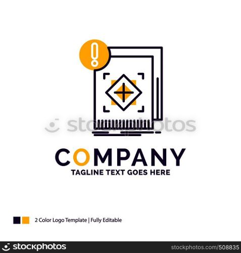 Company Name Logo Design For structure, standard, infrastructure, information, alert. Purple and yellow Brand Name Design with place for Tagline. Creative Logo template for Small and Large Business.