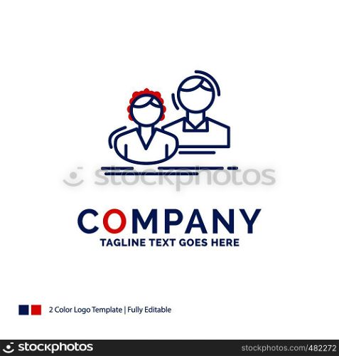 Company Name Logo Design For student, employee, group, couple, team. Blue and red Brand Name Design with place for Tagline. Abstract Creative Logo template for Small and Large Business.