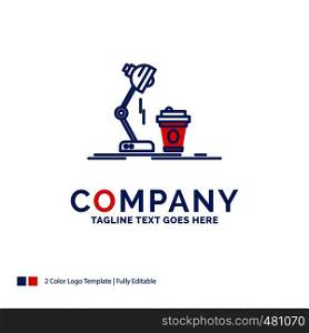 Company Name Logo Design For studio, design, coffee, lamp, flash. Blue and red Brand Name Design with place for Tagline. Abstract Creative Logo template for Small and Large Business.