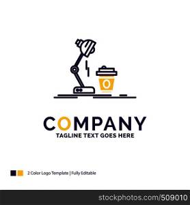 Company Name Logo Design For studio, design, coffee, lamp, flash. Purple and yellow Brand Name Design with place for Tagline. Creative Logo template for Small and Large Business.