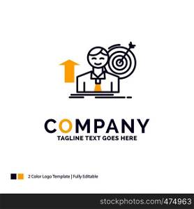 Company Name Logo Design For success, user, target, achieve, Growth. Purple and yellow Brand Name Design with place for Tagline. Creative Logo template for Small and Large Business.