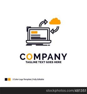 Company Name Logo Design For sync, processing, data, dashboard, arrows. Purple and yellow Brand Name Design with place for Tagline. Creative Logo template for Small and Large Business.