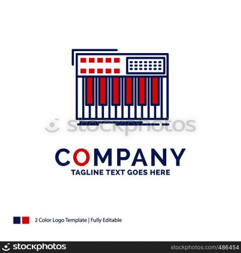 Company Name Logo Design For synth, keyboard, midi, synthesiser, synthesizer. Blue and red Brand Name Design with place for Tagline. Abstract Creative Logo template for Small and Large Business.