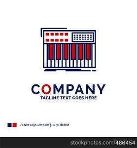 Company Name Logo Design For synth, keyboard, midi, synthesiser, synthesizer. Blue and red Brand Name Design with place for Tagline. Abstract Creative Logo template for Small and Large Business.