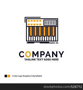 Company Name Logo Design For synth, keyboard, midi, synthesiser, synthesizer. Purple and yellow Brand Name Design with place for Tagline. Creative Logo template for Small and Large Business.