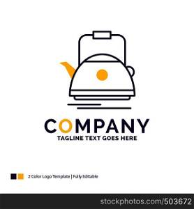 Company Name Logo Design For Tea, kettle, teapot, camping, pot. Purple and yellow Brand Name Design with place for Tagline. Creative Logo template for Small and Large Business.