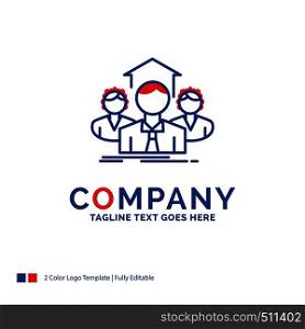 Company Name Logo Design For Team, Business, teamwork, group, meeting. Blue and red Brand Name Design with place for Tagline. Abstract Creative Logo template for Small and Large Business.