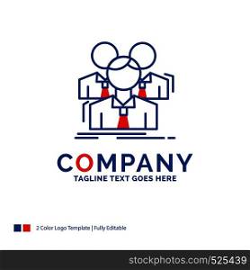 Company Name Logo Design For Team, teamwork, Business, Meeting, group. Blue and red Brand Name Design with place for Tagline. Abstract Creative Logo template for Small and Large Business.