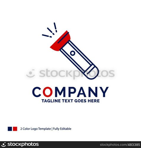 Company Name Logo Design For torch, light, flash, camping, hiking. Blue and red Brand Name Design with place for Tagline. Abstract Creative Logo template for Small and Large Business.