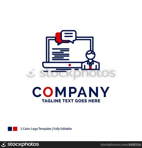 Company Name Logo Design For training, course, online, computer, chat. Blue and red Brand Name Design with place for Tagline. Abstract Creative Logo template for Small and Large Business.