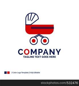 Company Name Logo Design For trolly, baby, kids, push, stroller. Blue and red Brand Name Design with place for Tagline. Abstract Creative Logo template for Small and Large Business.