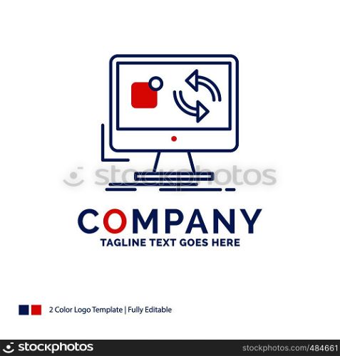 Company Name Logo Design For update, app, application, install, sync. Blue and red Brand Name Design with place for Tagline. Abstract Creative Logo template for Small and Large Business.