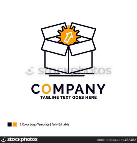 Company Name Logo Design For upload, performance, productivity, progress, work. Purple and yellow Brand Name Design with place for Tagline. Creative Logo template for Small and Large Business.