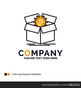 Company Name Logo Design For upload, performance, productivity, progress, work. Purple and yellow Brand Name Design with place for Tagline. Creative Logo template for Small and Large Business.