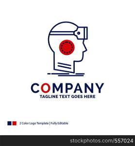 Company Name Logo Design For VR, googles, headset, reality, virtual. Blue and red Brand Name Design with place for Tagline. Abstract Creative Logo template for Small and Large Business.