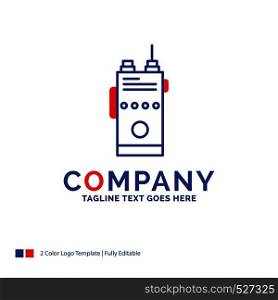 Company Name Logo Design For walkie, talkie, communication, radio, camping. Blue and red Brand Name Design with place for Tagline. Abstract Creative Logo template for Small and Large Business.