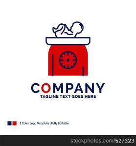 Company Name Logo Design For weight, baby, New born, scales, kid. Blue and red Brand Name Design with place for Tagline. Abstract Creative Logo template for Small and Large Business.