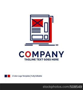 Company Name Logo Design For wire, framing, Web, Layout, Development. Blue and red Brand Name Design with place for Tagline. Abstract Creative Logo template for Small and Large Business.