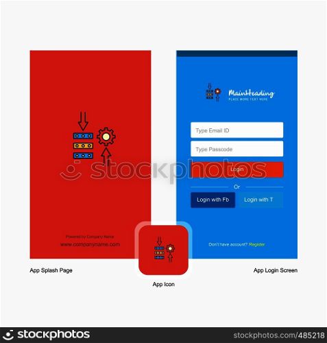 Company Network setting Splash Screen and Login Page design with Logo template. Mobile Online Business Template
