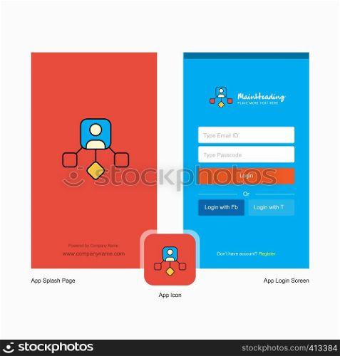 Company Network Splash Screen and Login Page design with Logo template. Mobile Online Business Template
