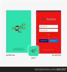 Company Network Splash Screen and Login Page design with Logo template. Mobile Online Business Template