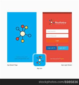 Company network Splash Screen and Login Page design with Logo template. Mobile Online Business Template