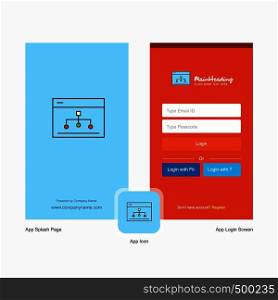 Company Networking Splash Screen and Login Page design with Logo template. Mobile Online Business Template