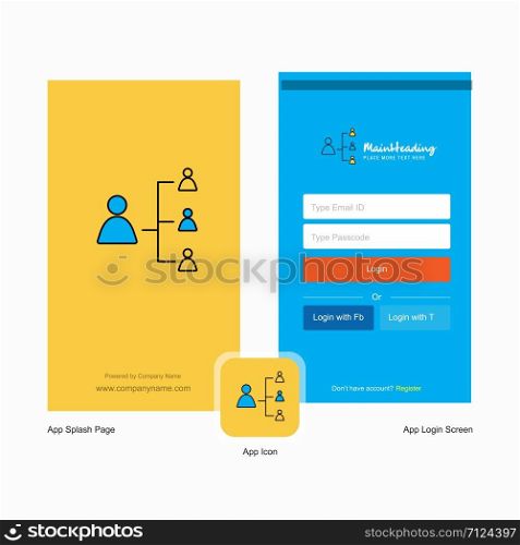 Company Networking Splash Screen and Login Page design with Logo template. Mobile Online Business Template