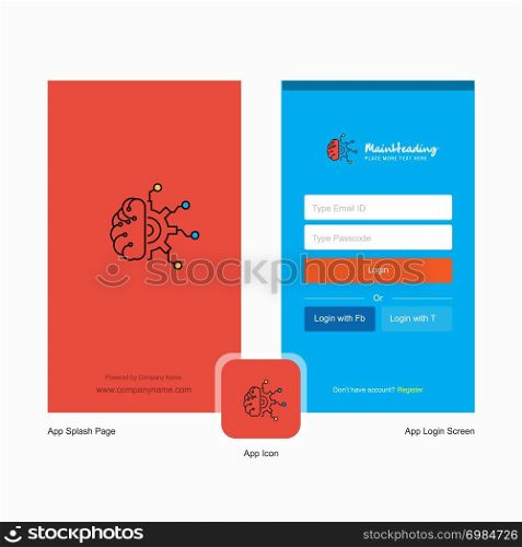 Company Neurons Splash Screen and Login Page design with Logo template. Mobile Online Business Template