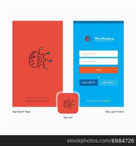 Company Neurons Splash Screen and Login Page design with Logo template. Mobile Online Business Template