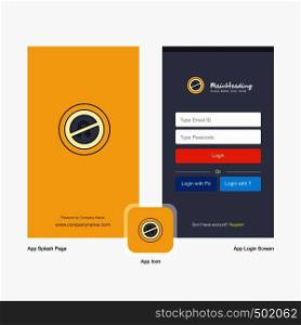 Company No U turn road sign Splash Screen and Login Page design with Logo template. Mobile Online Business Template