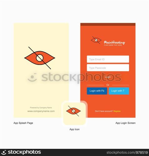 Company Not seen Splash Screen and Login Page design with Logo template. Mobile Online Business Template