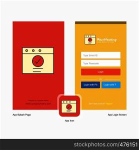 Company Ok Splash Screen and Login Page design with Logo template. Mobile Online Business Template