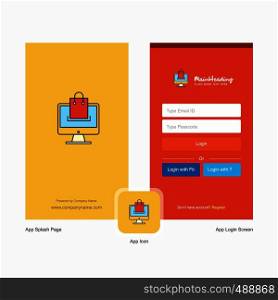 Company Online shopping Splash Screen and Login Page design with Logo template. Mobile Online Business Template
