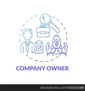 Company owner concept icon. Company top management jobs. Person owning all company assets. Business controlling idea thin line illustration. Vector isolated outline RGB color drawing. Company owner concept icon