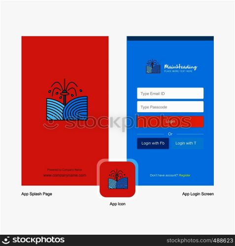Company Pants shower Splash Screen and Login Page design with Logo template. Mobile Online Business Template