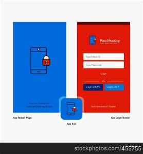 Company Phone locked Splash Screen and Login Page design with Logo template. Mobile Online Business Template